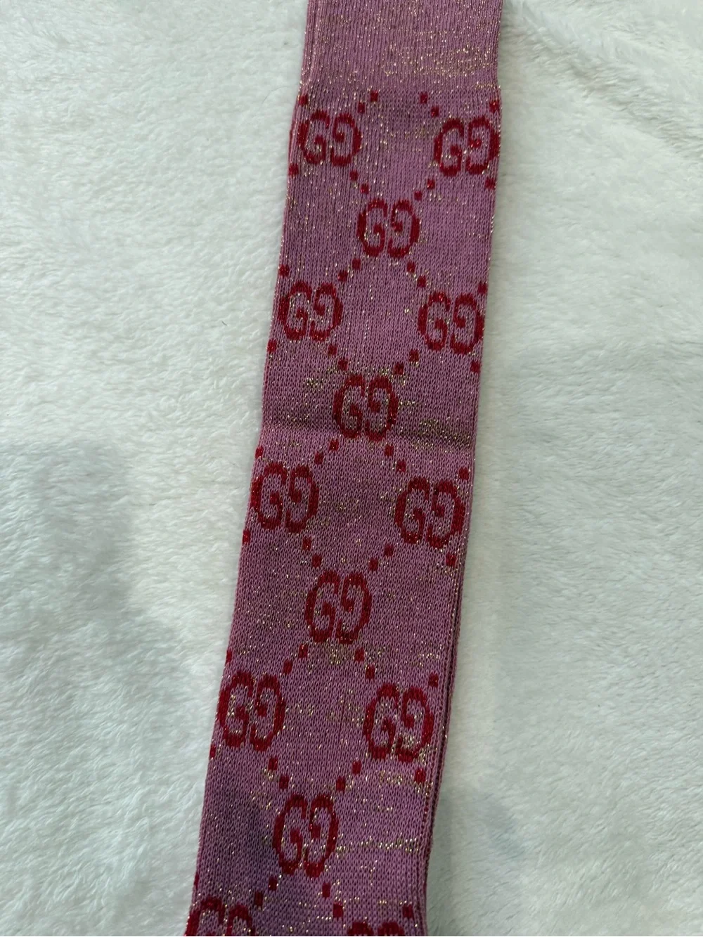 Gucci Pink Glitter GG Logo Knee-High Sock M